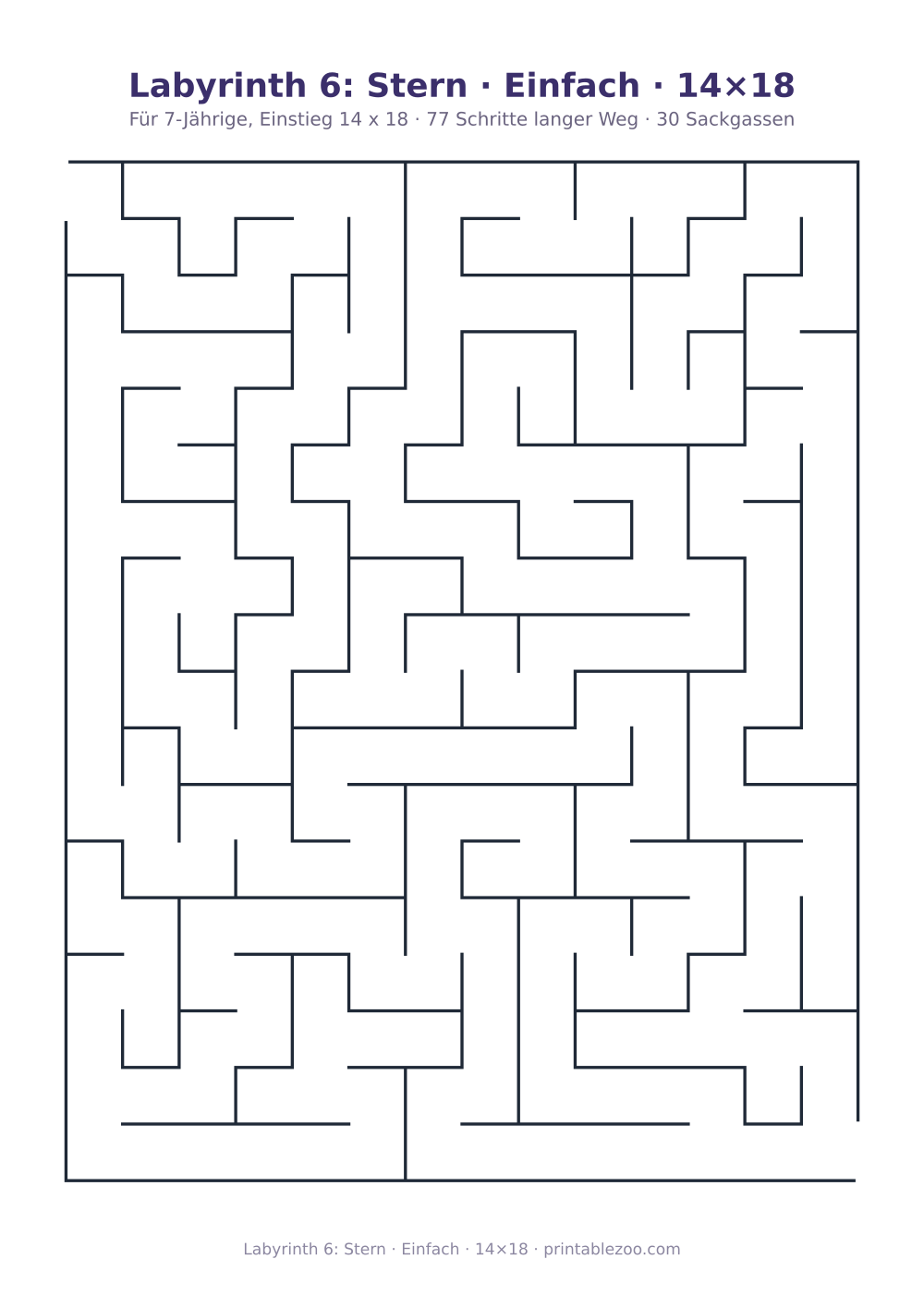 Labyrinth 6: Stern · Einfach · 14×18 als druckfertige Vorschau, Katalognummer 151106