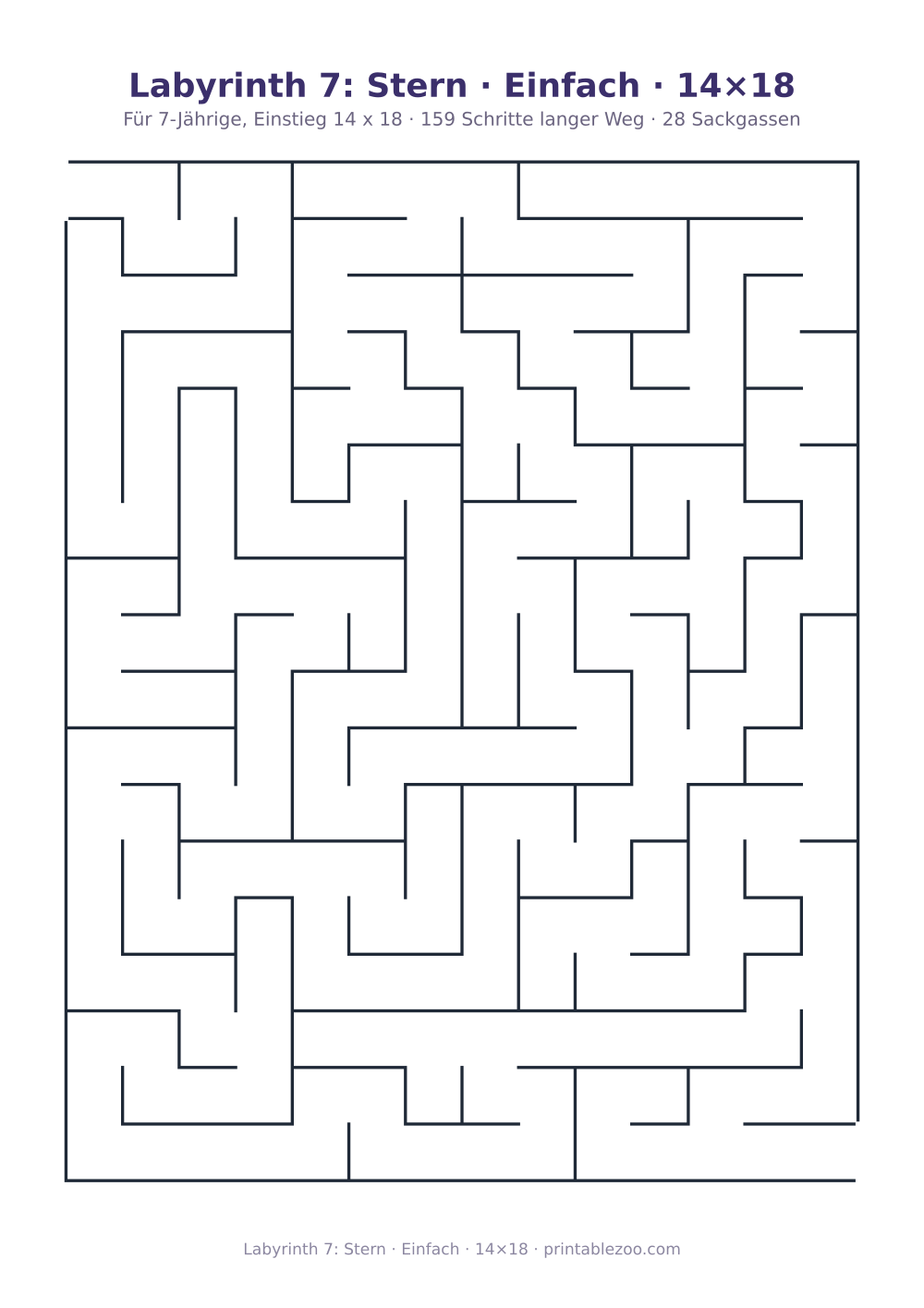 Labyrinth 7: Stern · Einfach · 14×18 als druckfertige Vorschau, Katalognummer 151107