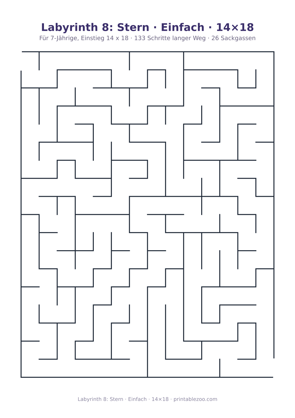 Labyrinth 8: Stern · Einfach · 14×18 als druckfertige Vorschau, Katalognummer 151108