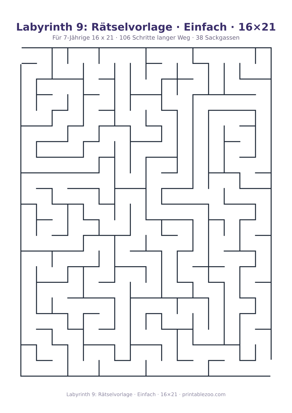 Labyrinth 9: Rätselvorlage · Einfach · 16×21 als druckfertige Vorschau, Katalognummer 151201