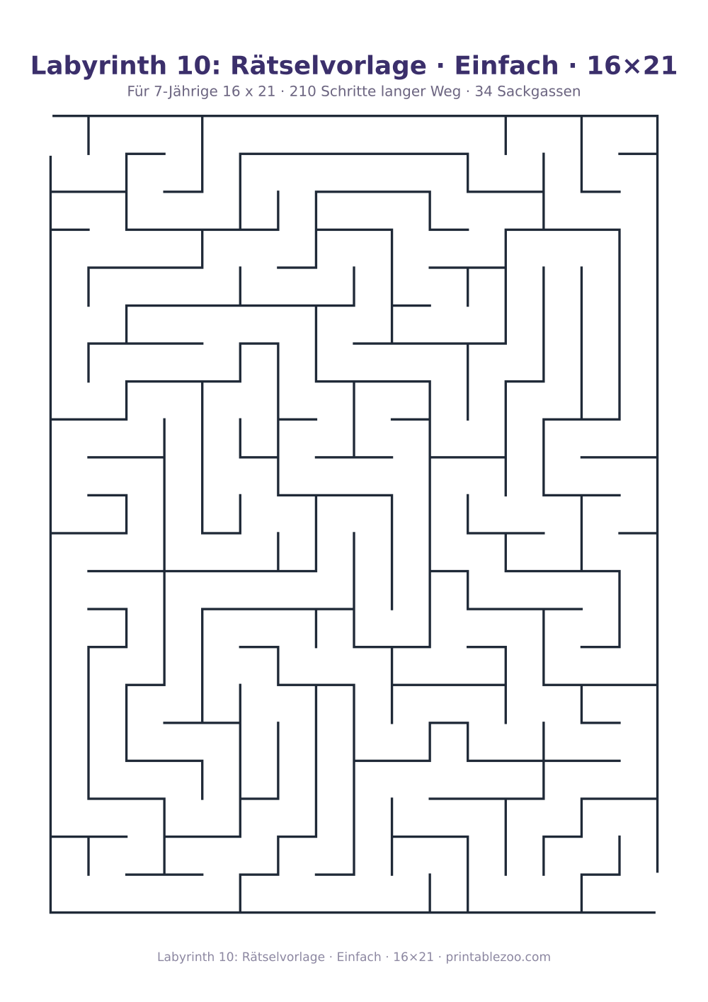 Labyrinth 10: Rätselvorlage · Einfach · 16×21 als druckfertige Vorschau, Katalognummer 151202