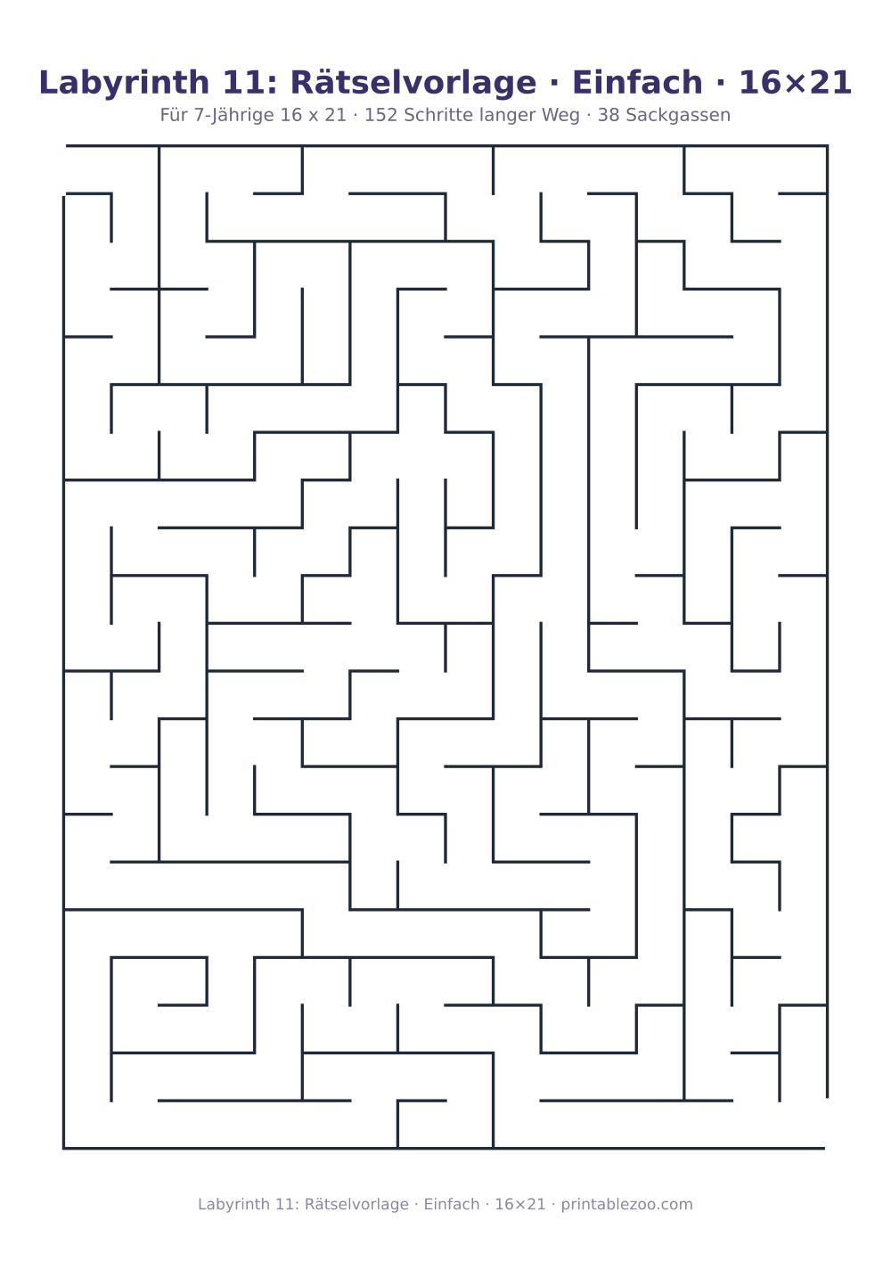 Labyrinth 11: Rätselvorlage · Einfach · 16×21 als druckfertige Vorschau, Katalognummer 151203
