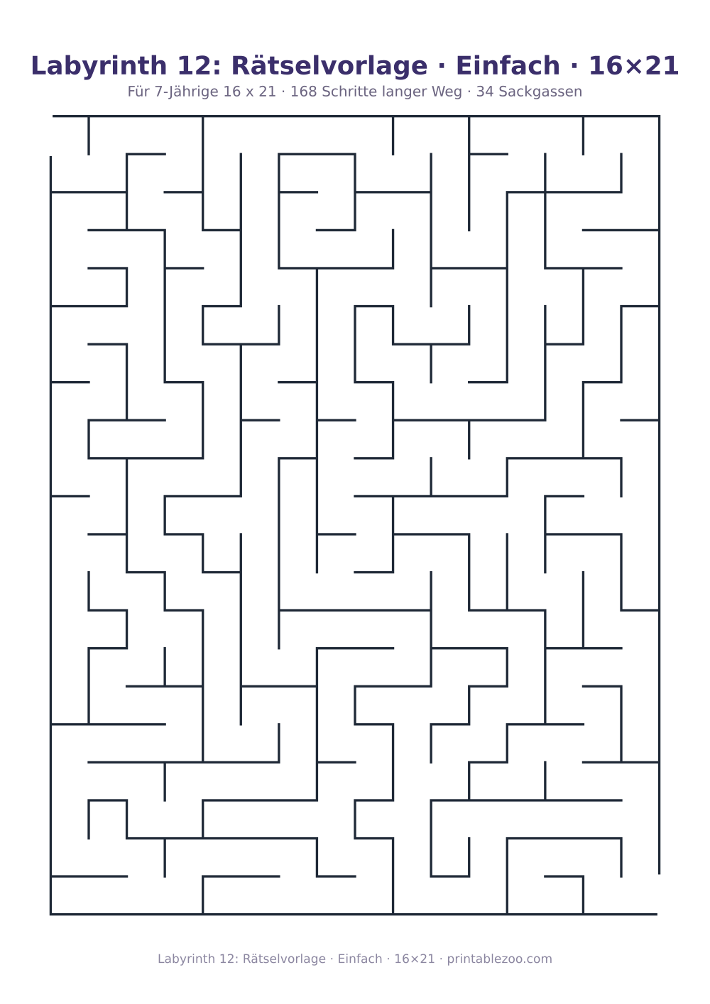 Labyrinth 12: Rätselvorlage · Einfach · 16×21 als druckfertige Vorschau, Katalognummer 151204