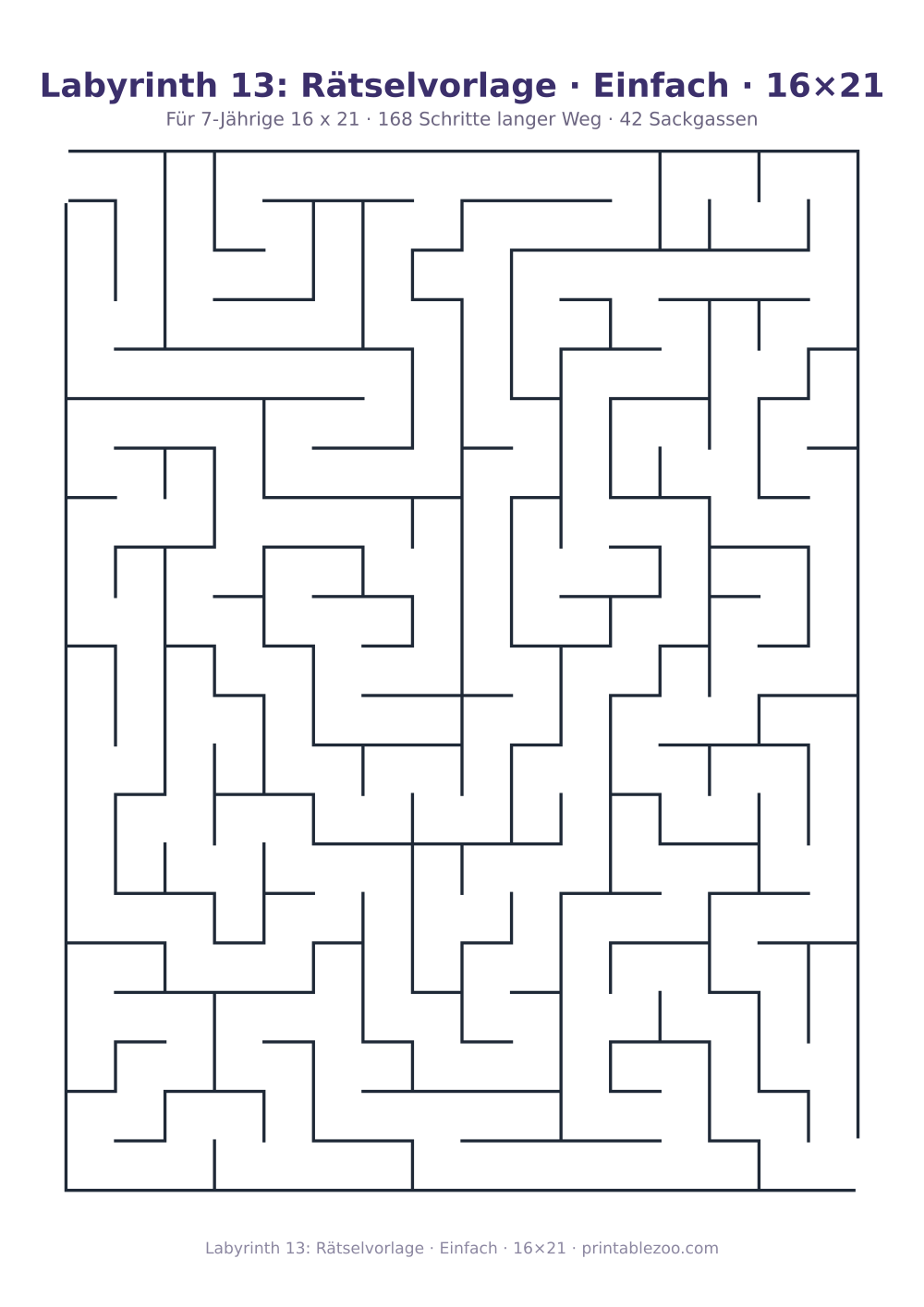 Labyrinth 13: Rätselvorlage · Einfach · 16×21 als druckfertige Vorschau, Katalognummer 151205