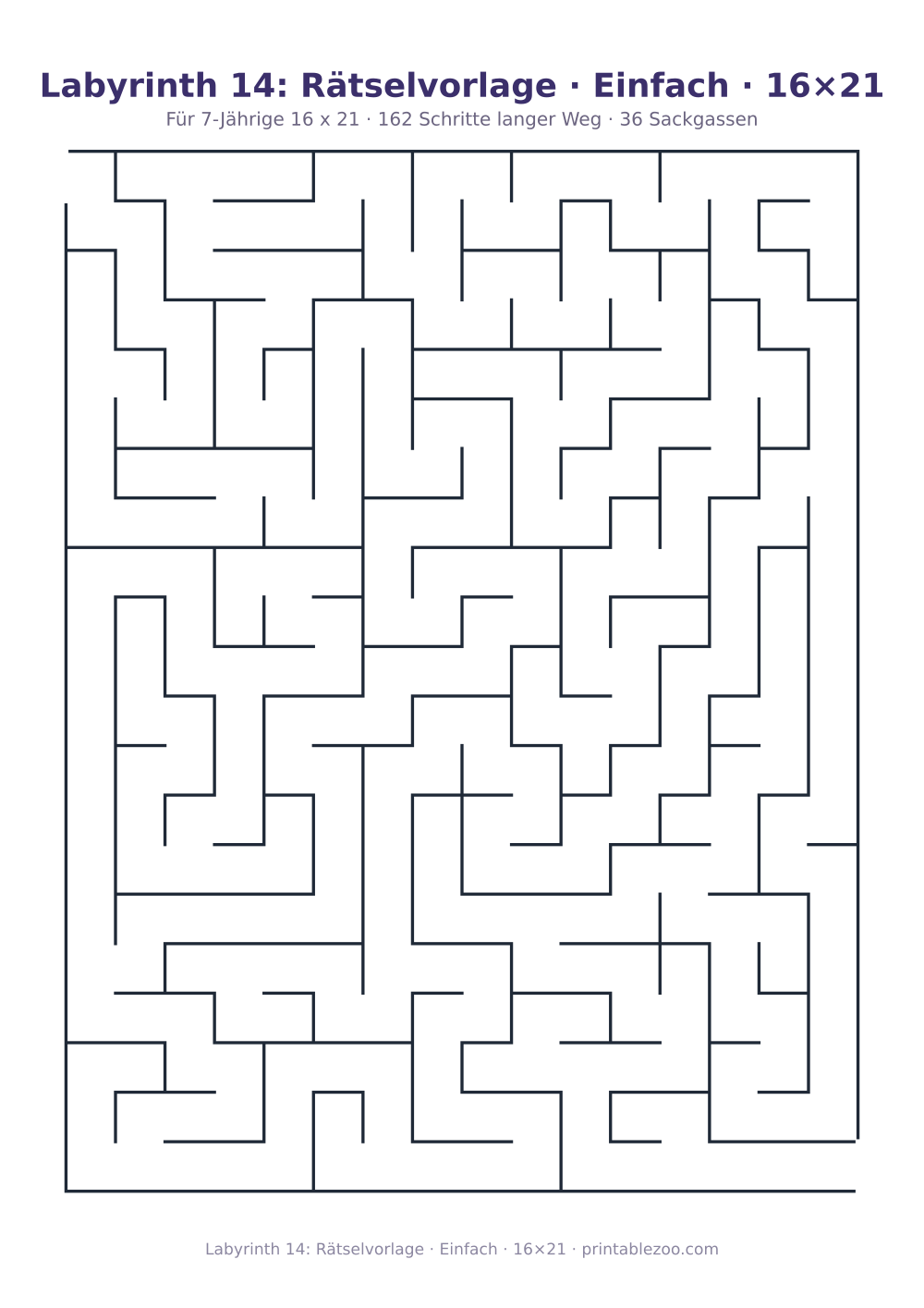 Labyrinth 14: Rätselvorlage · Einfach · 16×21 als druckfertige Vorschau, Katalognummer 151206