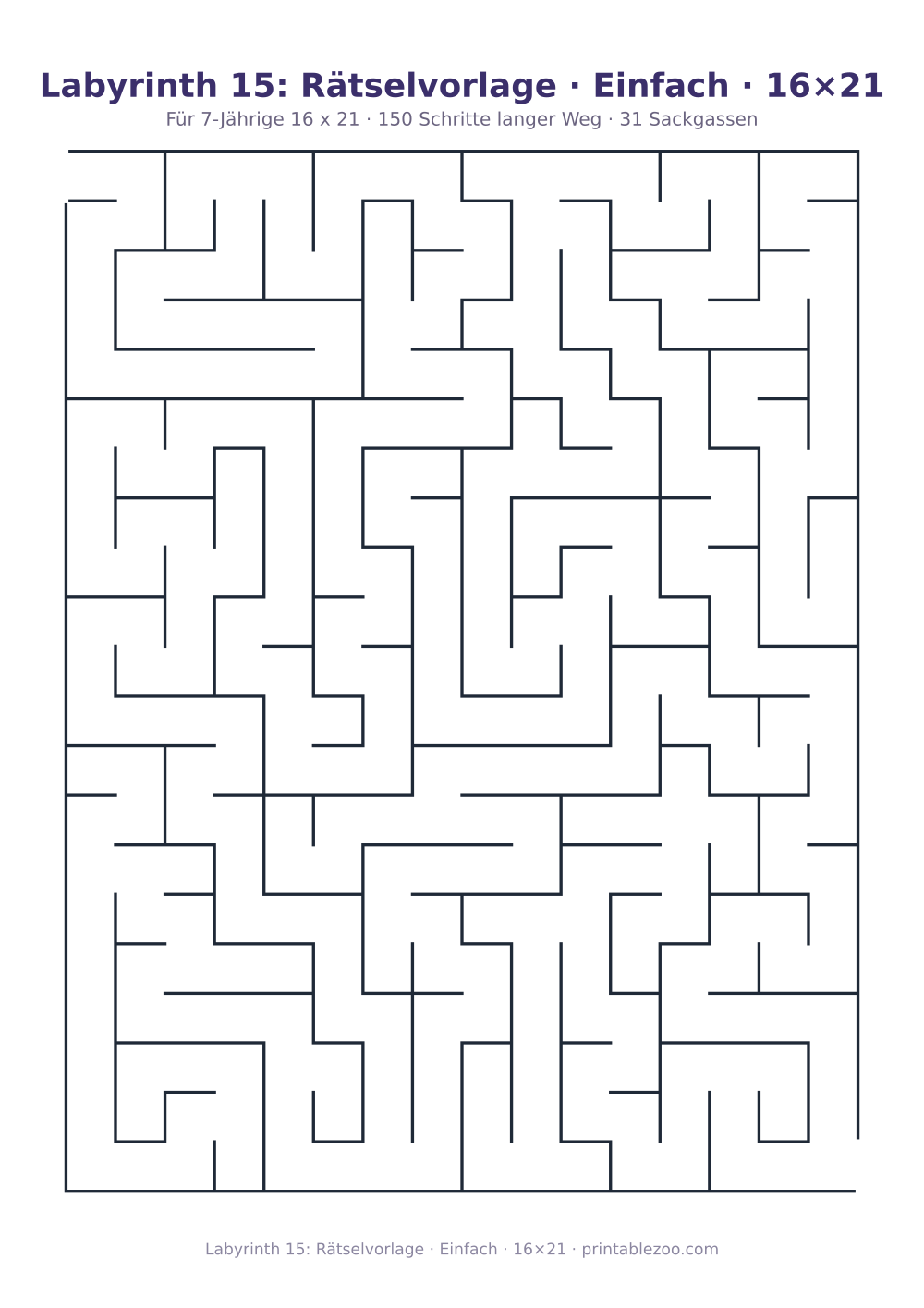 Labyrinth 15: Rätselvorlage · Einfach · 16×21 als druckfertige Vorschau, Katalognummer 151207