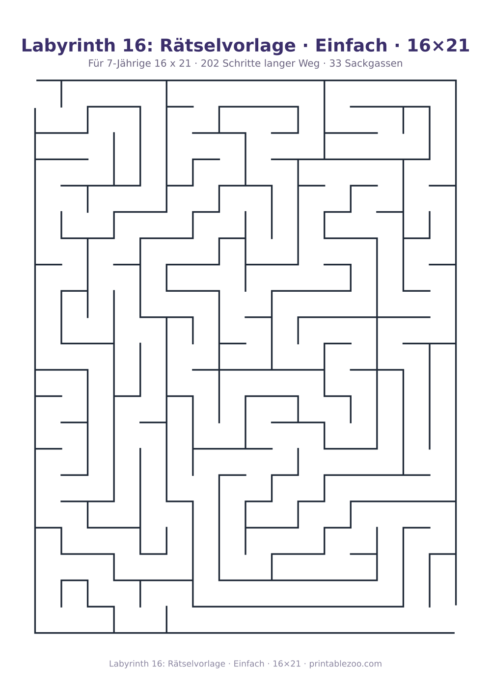 Labyrinth 16: Rätselvorlage · Einfach · 16×21 als druckfertige Vorschau, Katalognummer 151208