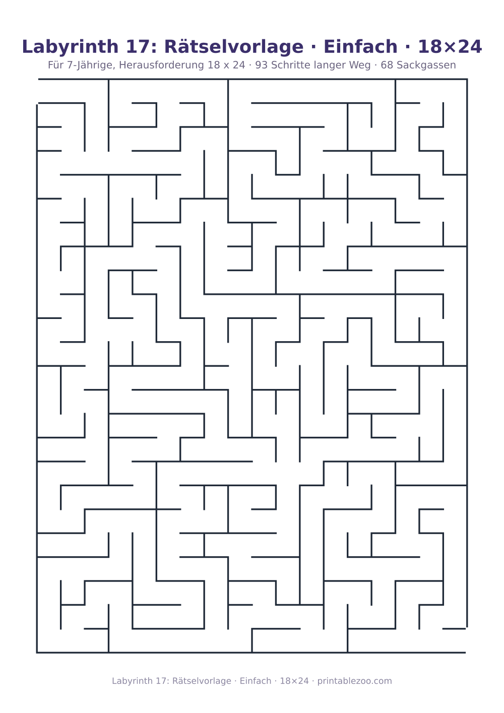 Labyrinth 17: Rätselvorlage · Einfach · 18×24 als druckfertige Vorschau, Katalognummer 151301