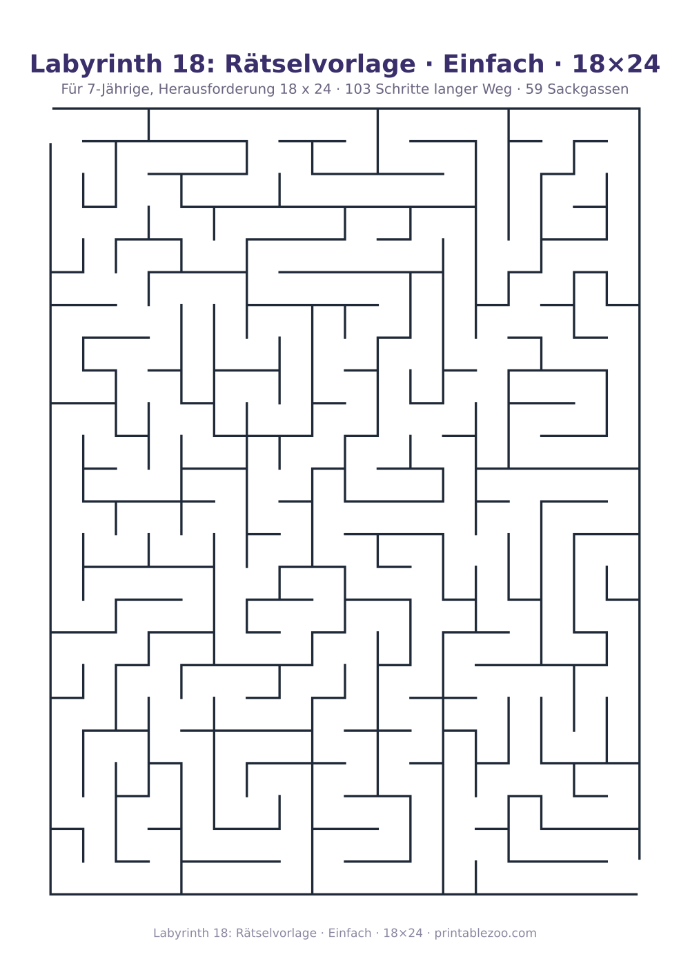Labyrinth 18: Rätselvorlage · Einfach · 18×24 als druckfertige Vorschau, Katalognummer 151302