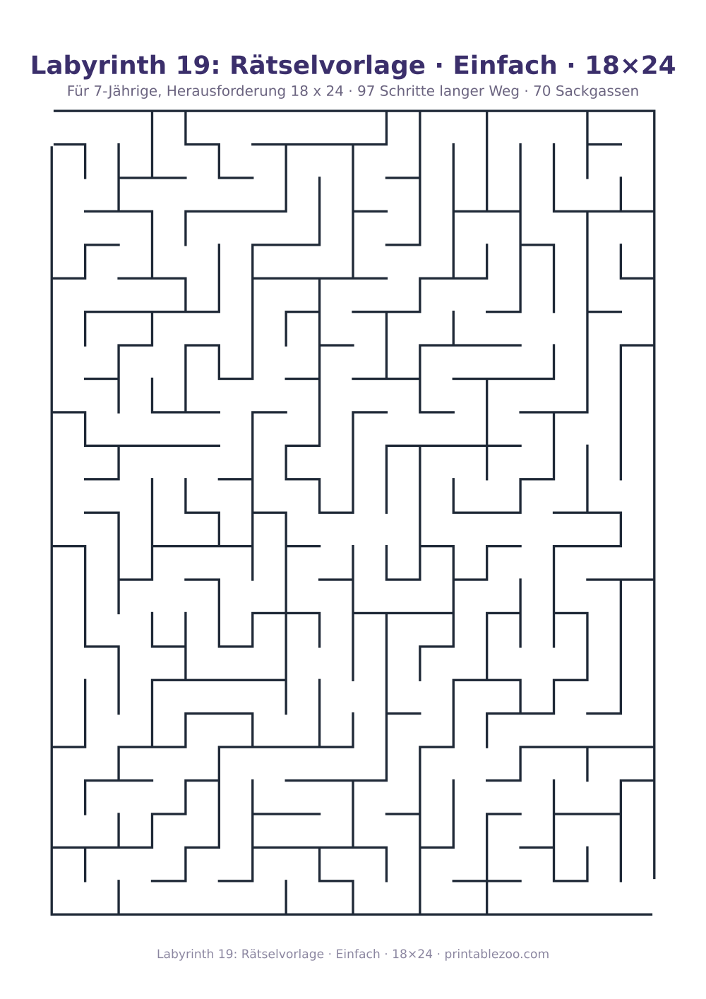 Labyrinth 19: Rätselvorlage · Einfach · 18×24 als druckfertige Vorschau, Katalognummer 151303
