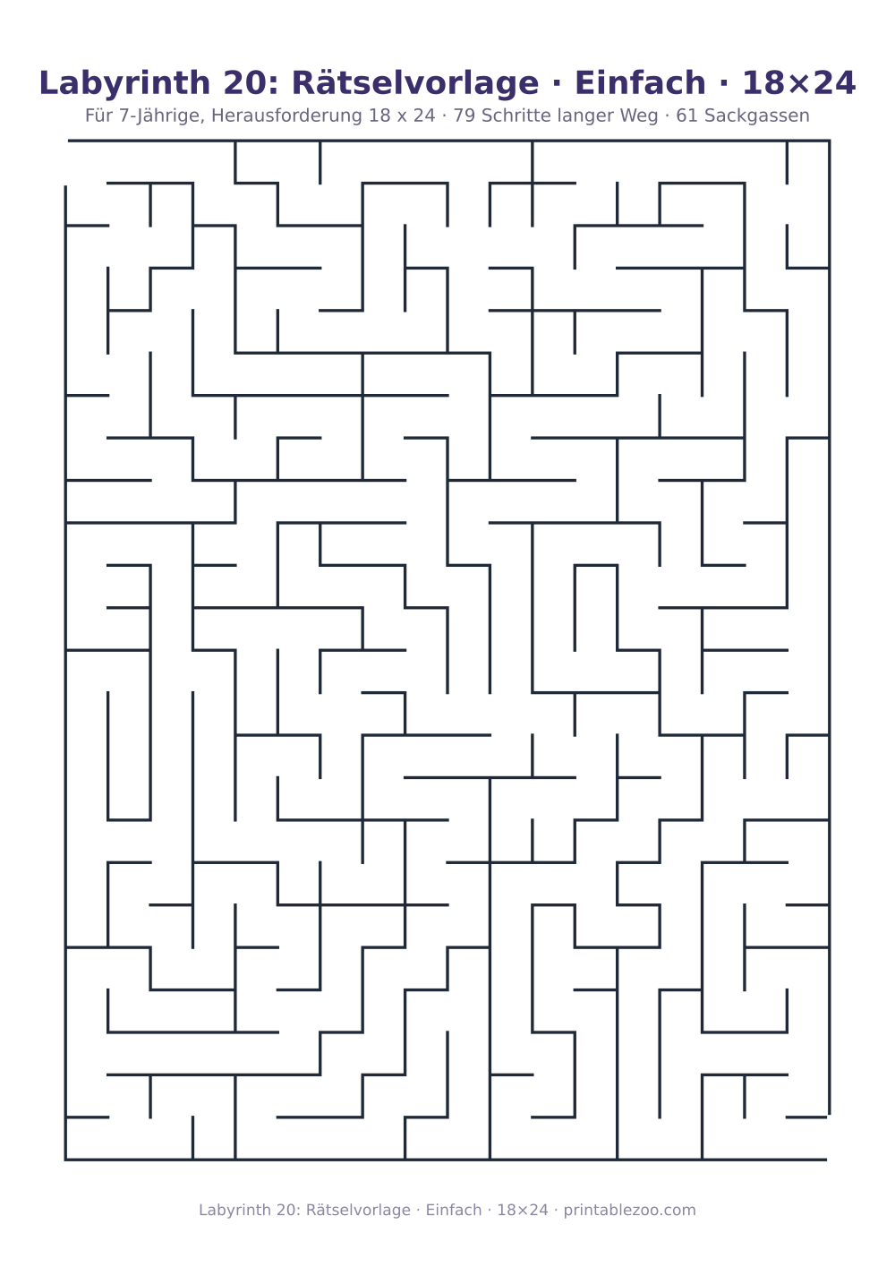 Labyrinth 20: Rätselvorlage · Einfach · 18×24 als druckfertige Vorschau, Katalognummer 151304