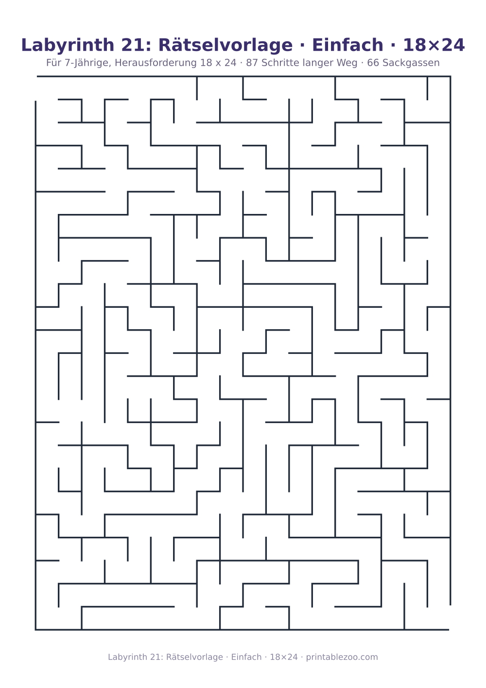 Labyrinth 21: Rätselvorlage · Einfach · 18×24 als druckfertige Vorschau, Katalognummer 151305