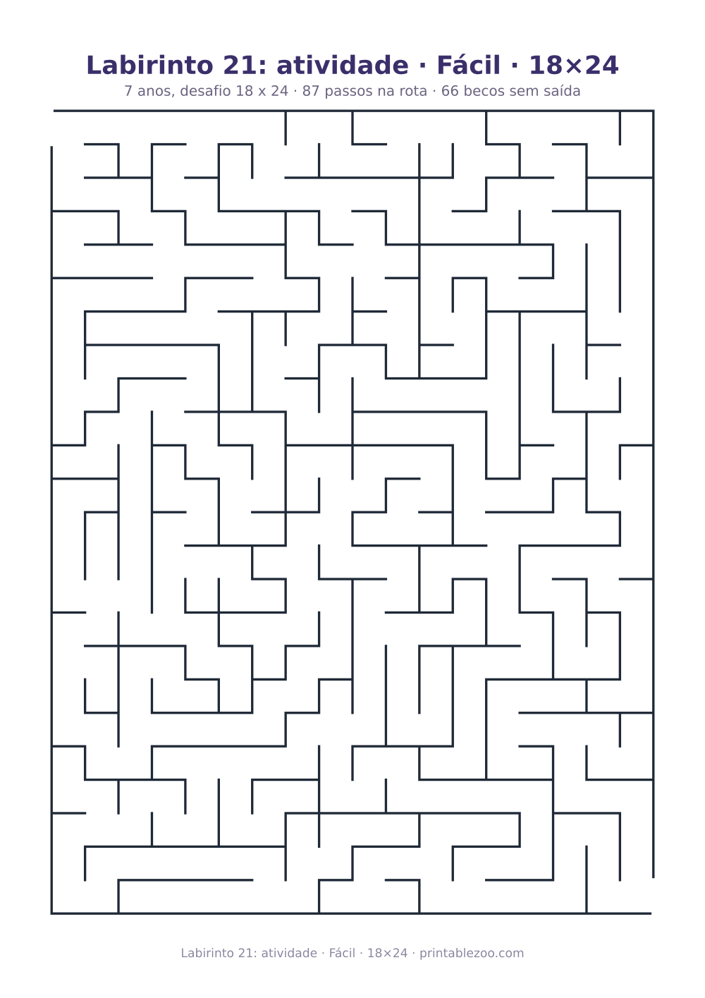 Prévia pronta para imprimir: Labirinto 21: atividade · Fácil · 18×24, catálogo nº 151305