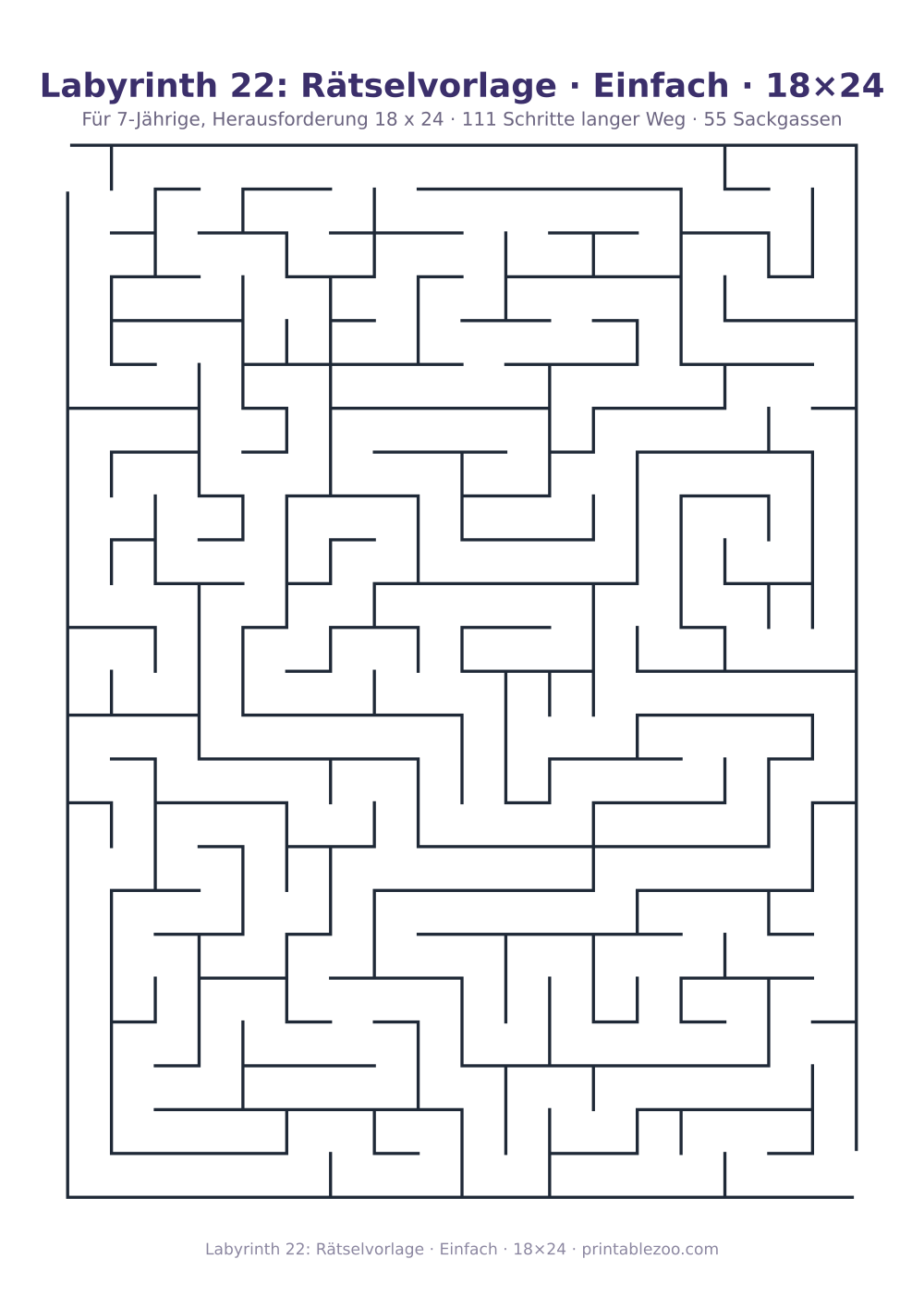 Labyrinth 22: Rätselvorlage · Einfach · 18×24 als druckfertige Vorschau, Katalognummer 151306