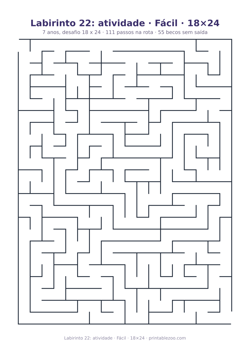 Prévia pronta para imprimir: Labirinto 22: atividade · Fácil · 18×24, catálogo nº 151306