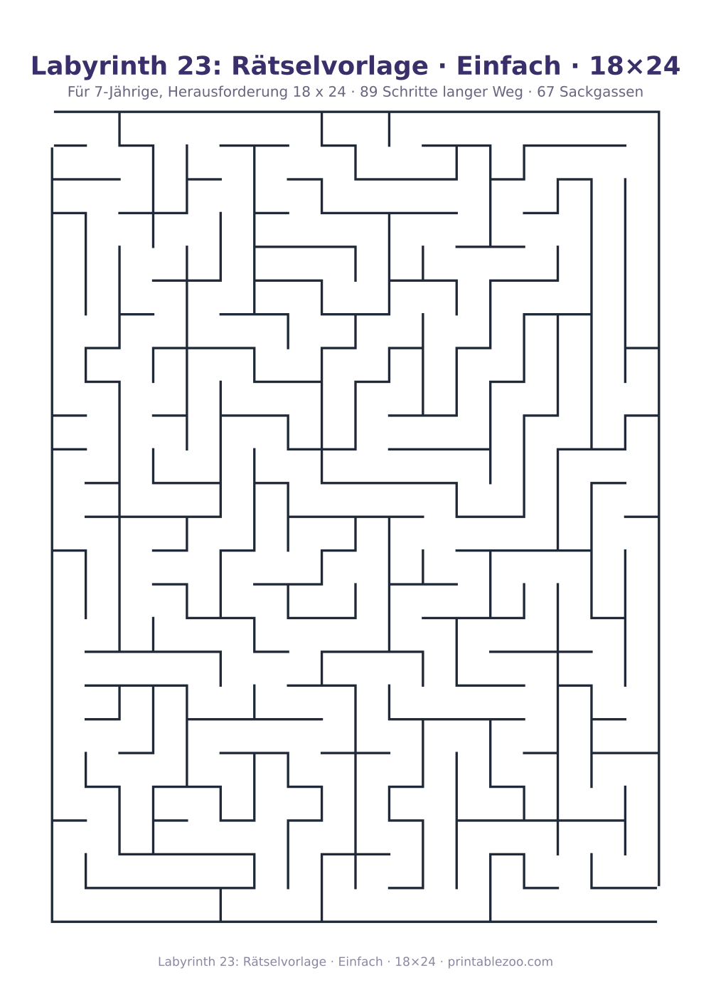 Labyrinth 23: Rätselvorlage · Einfach · 18×24 als druckfertige Vorschau, Katalognummer 151307