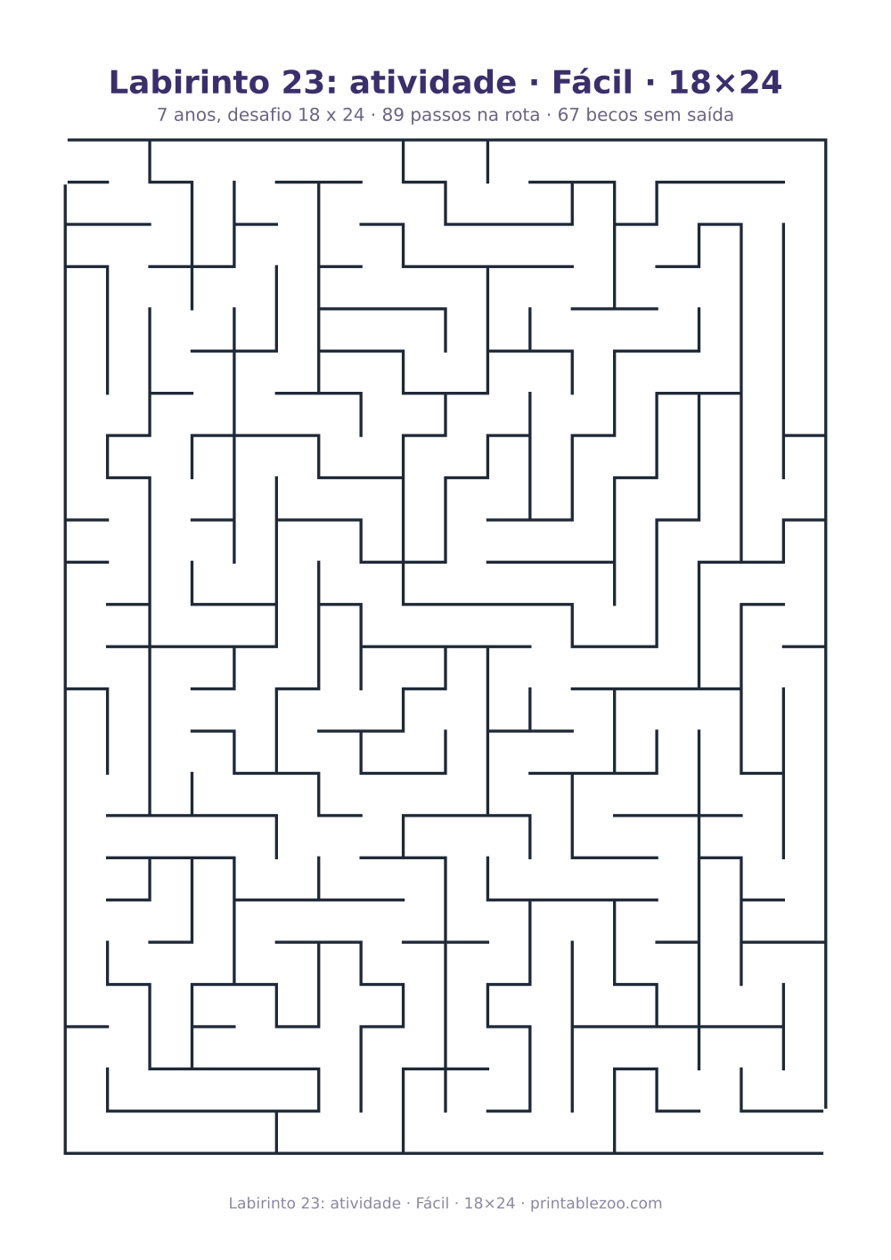 Prévia pronta para imprimir: Labirinto 23: atividade · Fácil · 18×24, catálogo nº 151307