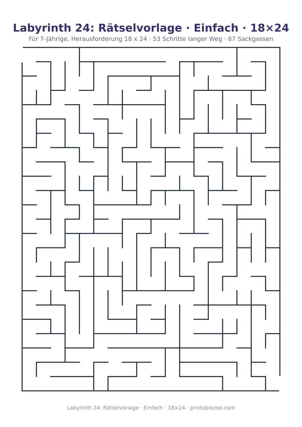 Labyrinth 24: Rätselvorlage · Einfach · 18×24 als druckfertige Vorschau, Katalognummer 151308