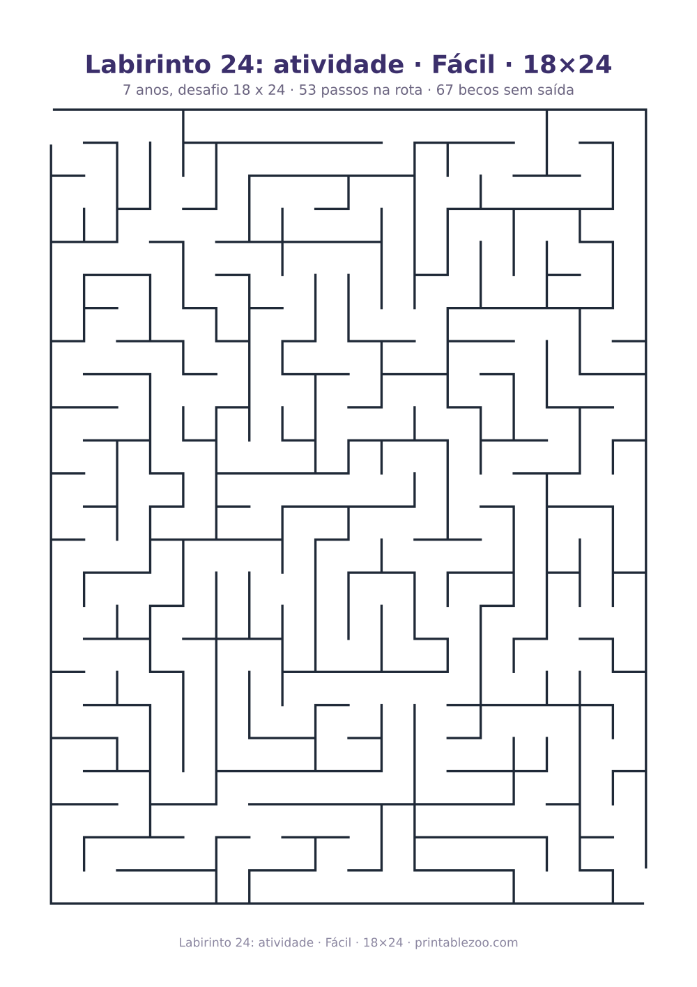 Prévia pronta para imprimir: Labirinto 24: atividade · Fácil · 18×24, catálogo nº 151308