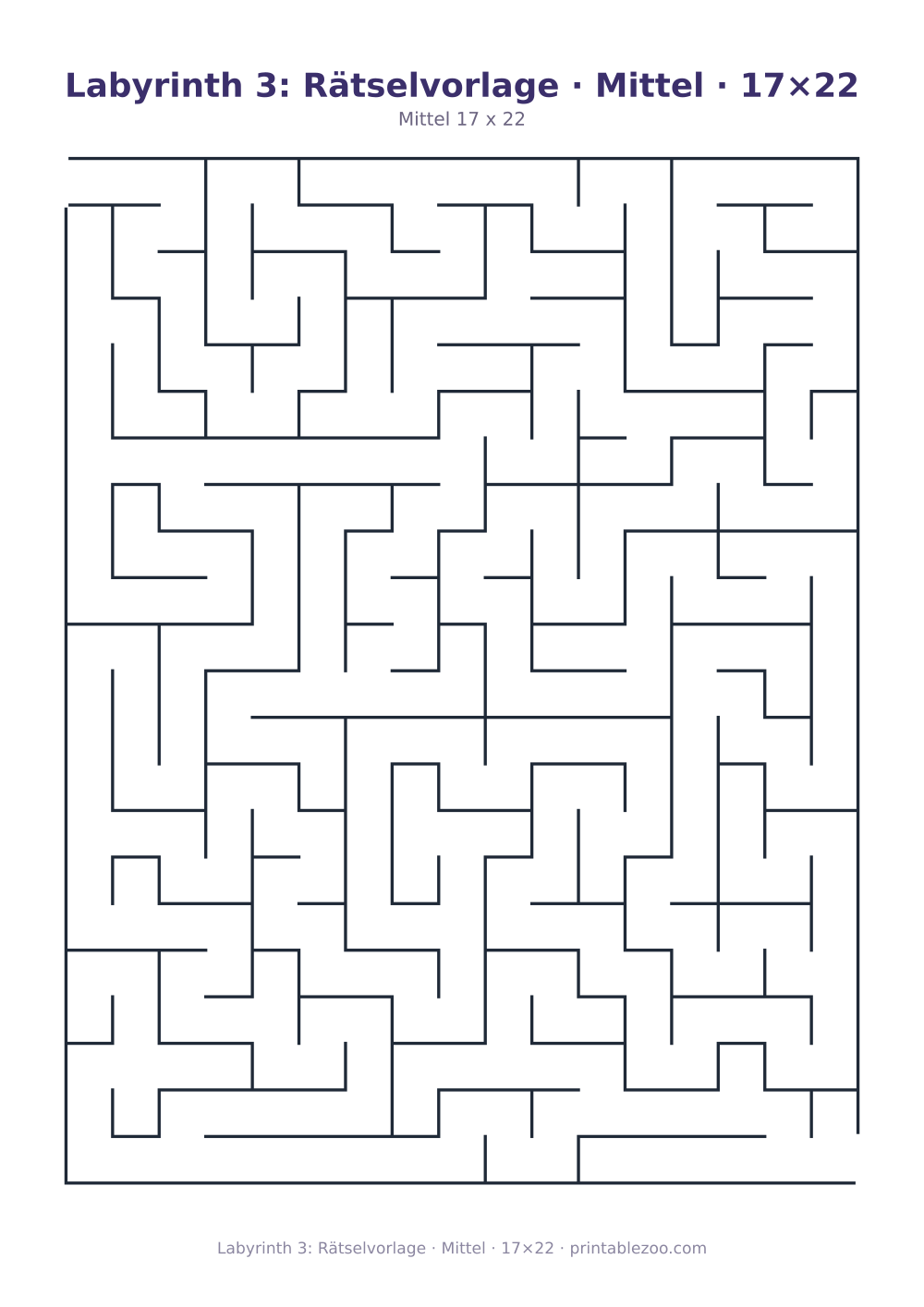 Labyrinth 3: Rätselvorlage · Mittel · 17×22 als druckfertige Vorschau, Katalognummer 130103