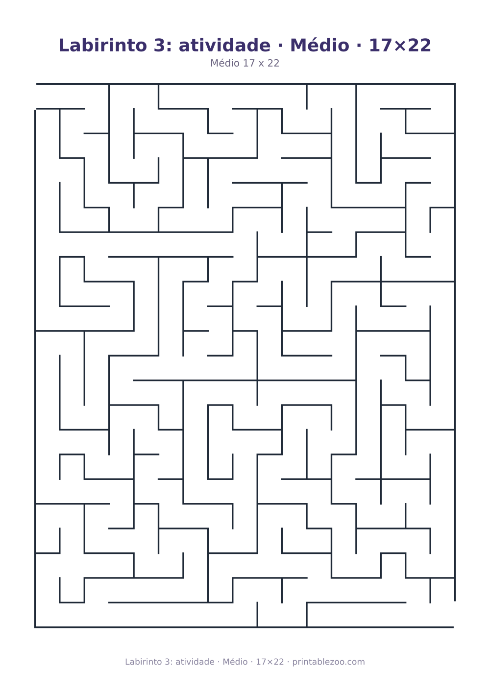 Prévia pronta para imprimir: Labirinto 3: atividade · Médio · 17×22, catálogo nº 130103