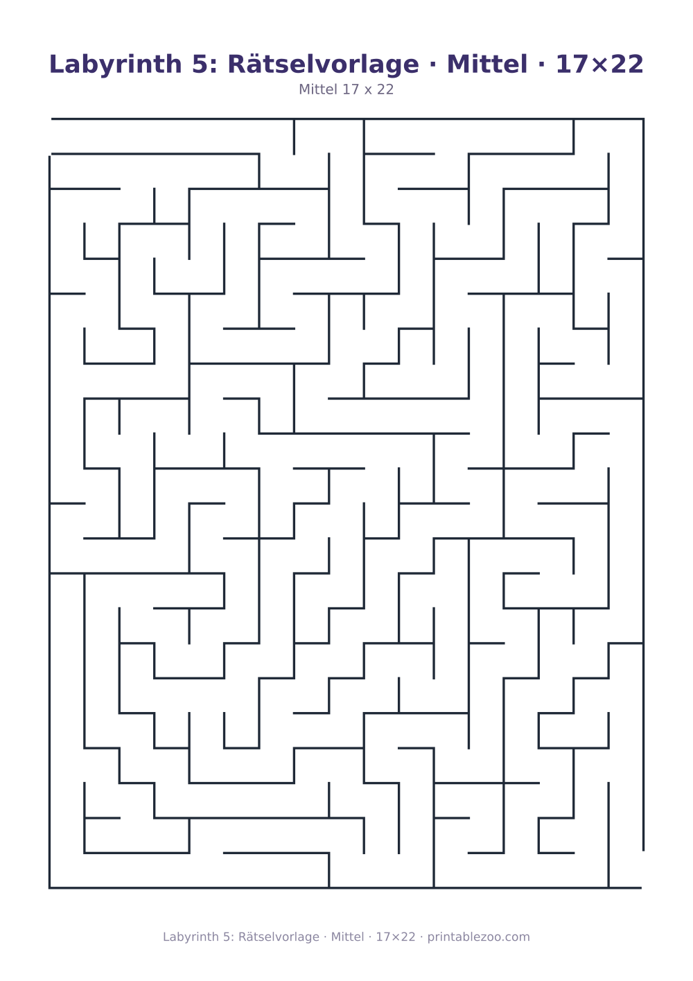 Labyrinth 5: Rätselvorlage · Mittel · 17×22 als druckfertige Vorschau, Katalognummer 130105