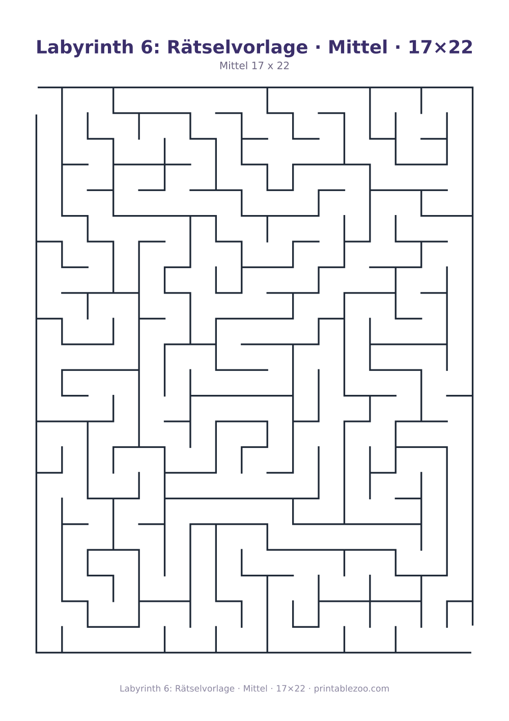 Labyrinth 6: Rätselvorlage · Mittel · 17×22 als druckfertige Vorschau, Katalognummer 130106