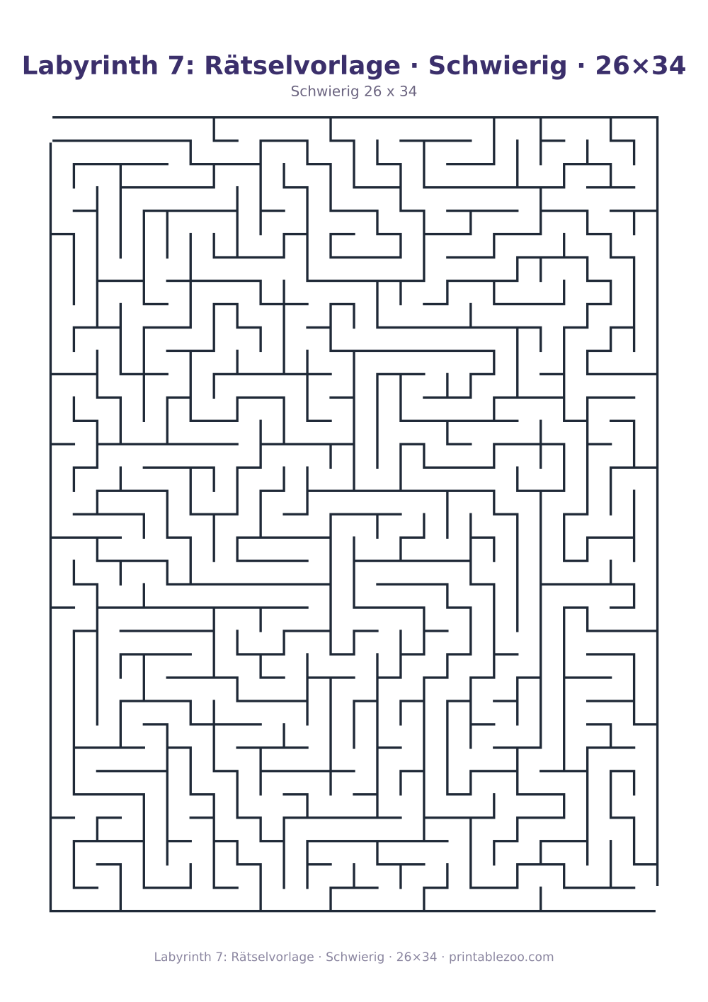 Labyrinth 7: Rätselvorlage · Schwierig · 26×34 als druckfertige Vorschau, Katalognummer 130111
