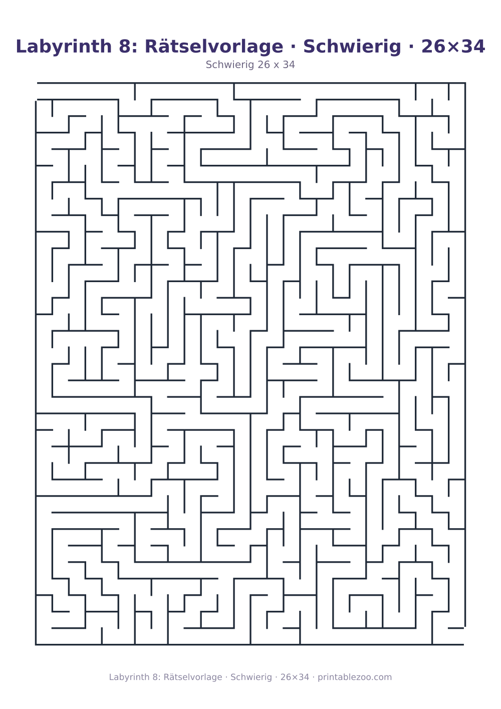 Labyrinth 8: Rätselvorlage · Schwierig · 26×34 als druckfertige Vorschau, Katalognummer 130112