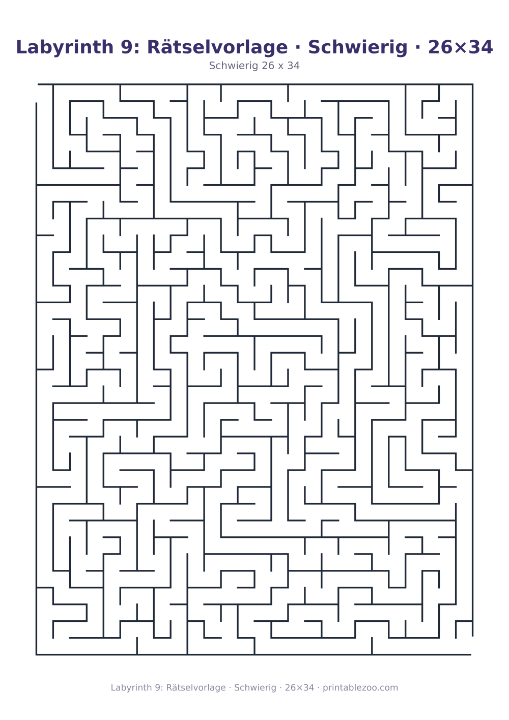 Labyrinth 9: Rätselvorlage · Schwierig · 26×34 als druckfertige Vorschau, Katalognummer 130113