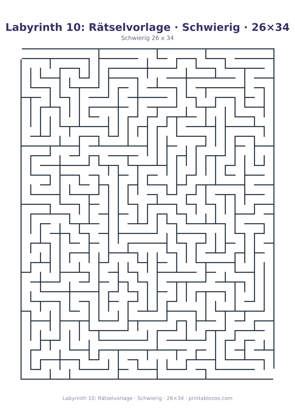 Labyrinth 10: Rätselvorlage · Schwierig · 26×34 als druckfertige Vorschau, Katalognummer 130114