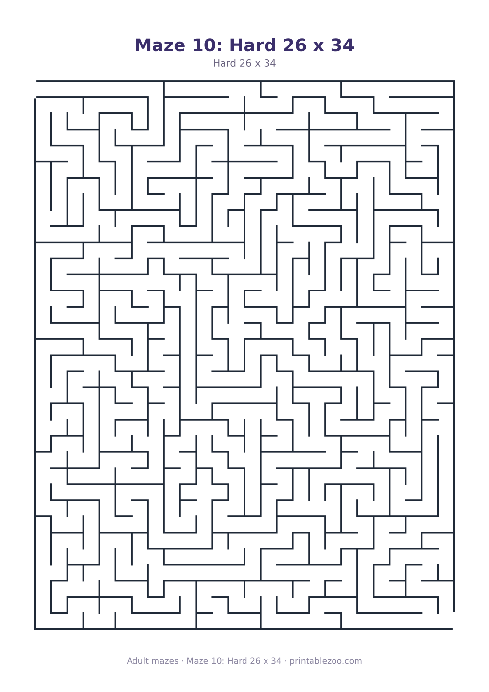 Maze 10: Hard 26 x 34