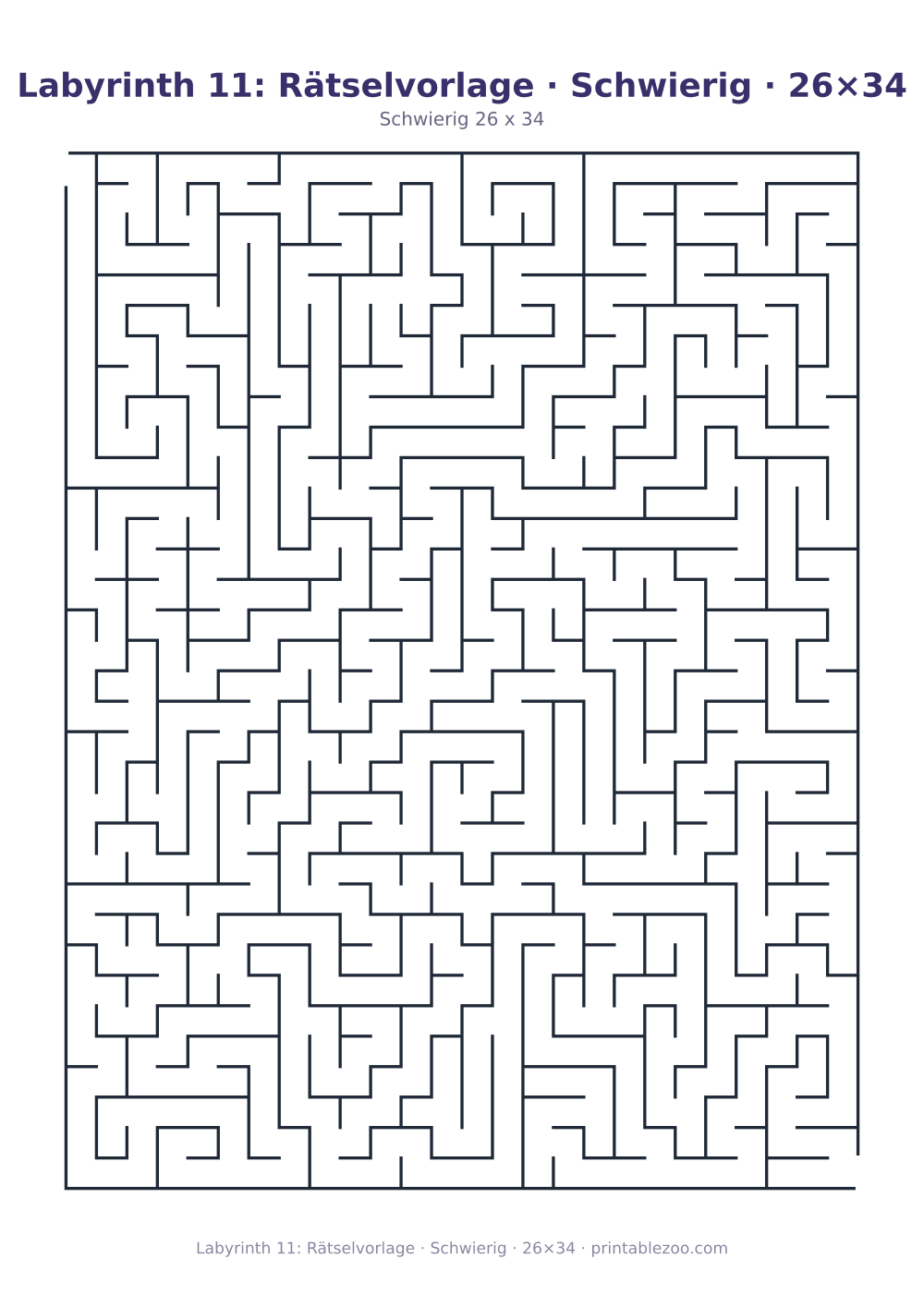 Labyrinth 11: Rätselvorlage · Schwierig · 26×34 als druckfertige Vorschau, Katalognummer 130115
