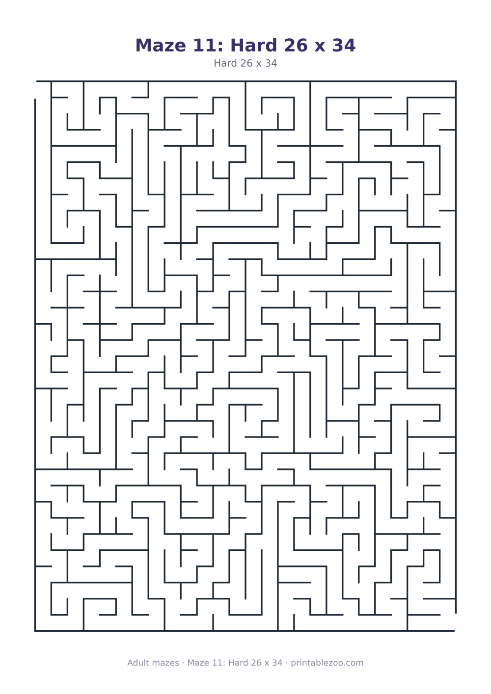 Maze 11: Hard 26 x 34