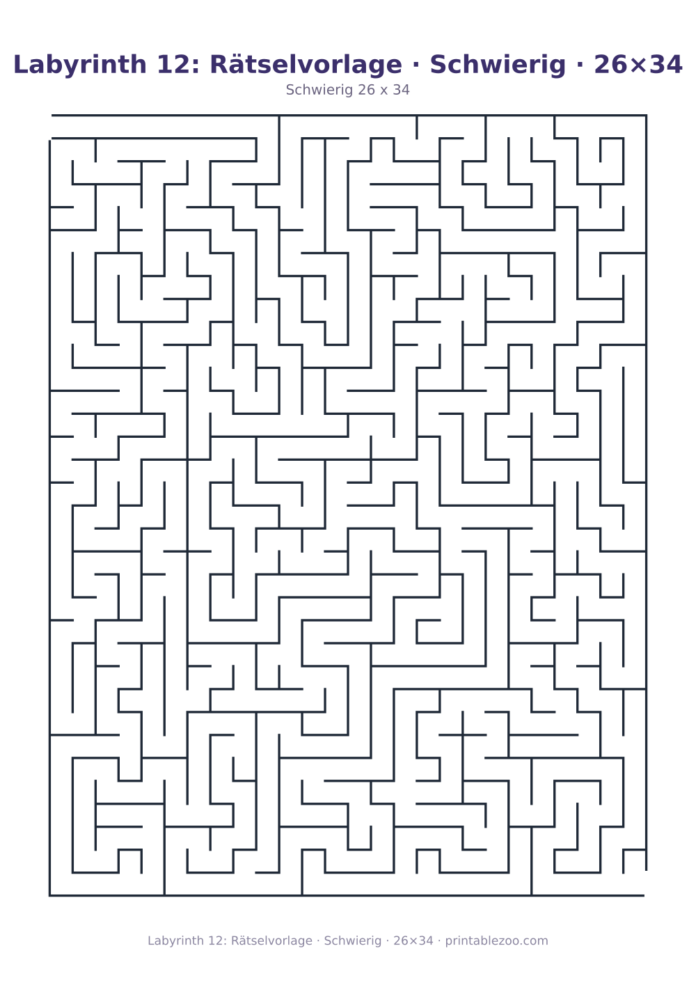 Labyrinth 12: Rätselvorlage · Schwierig · 26×34 als druckfertige Vorschau, Katalognummer 130116