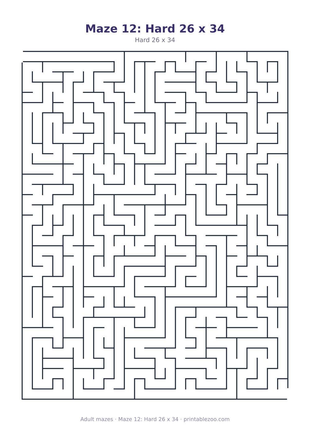 Maze 12: Hard 26 x 34