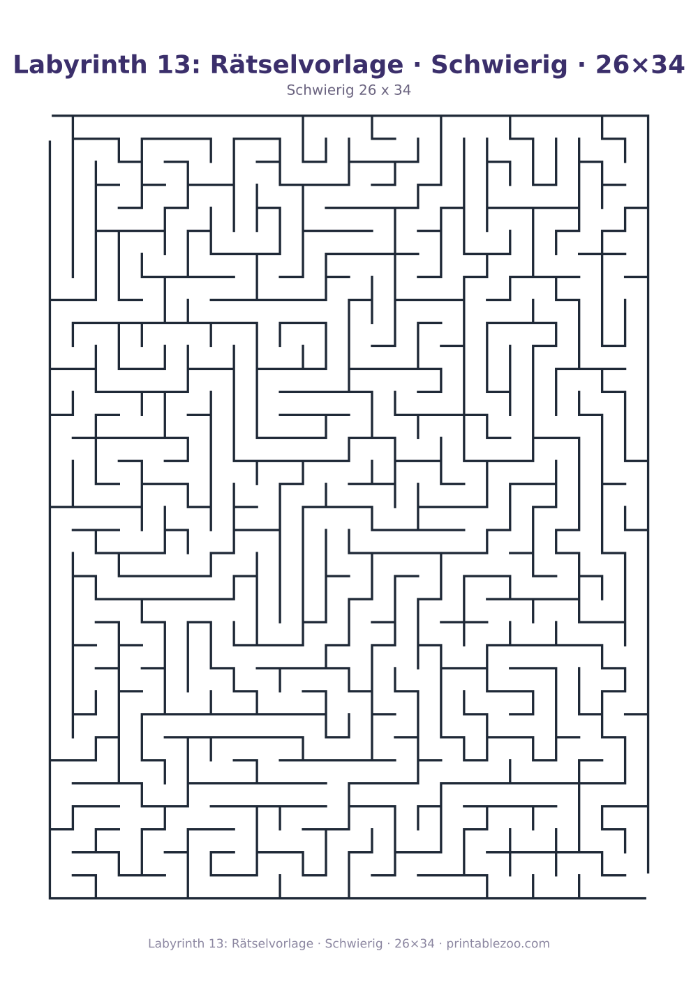 Labyrinth 13: Rätselvorlage · Schwierig · 26×34 als druckfertige Vorschau, Katalognummer 130117