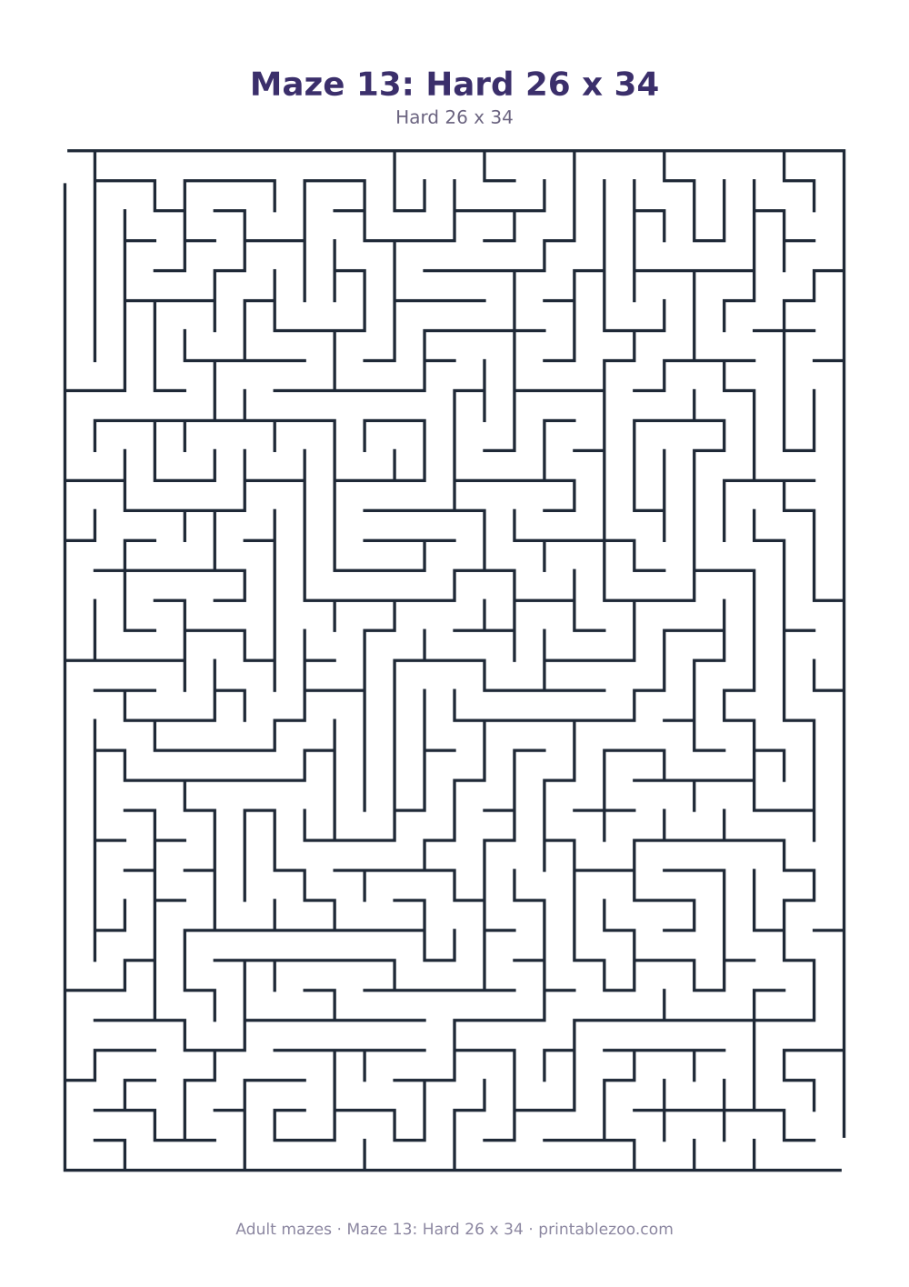 Maze 13: Hard 26 x 34