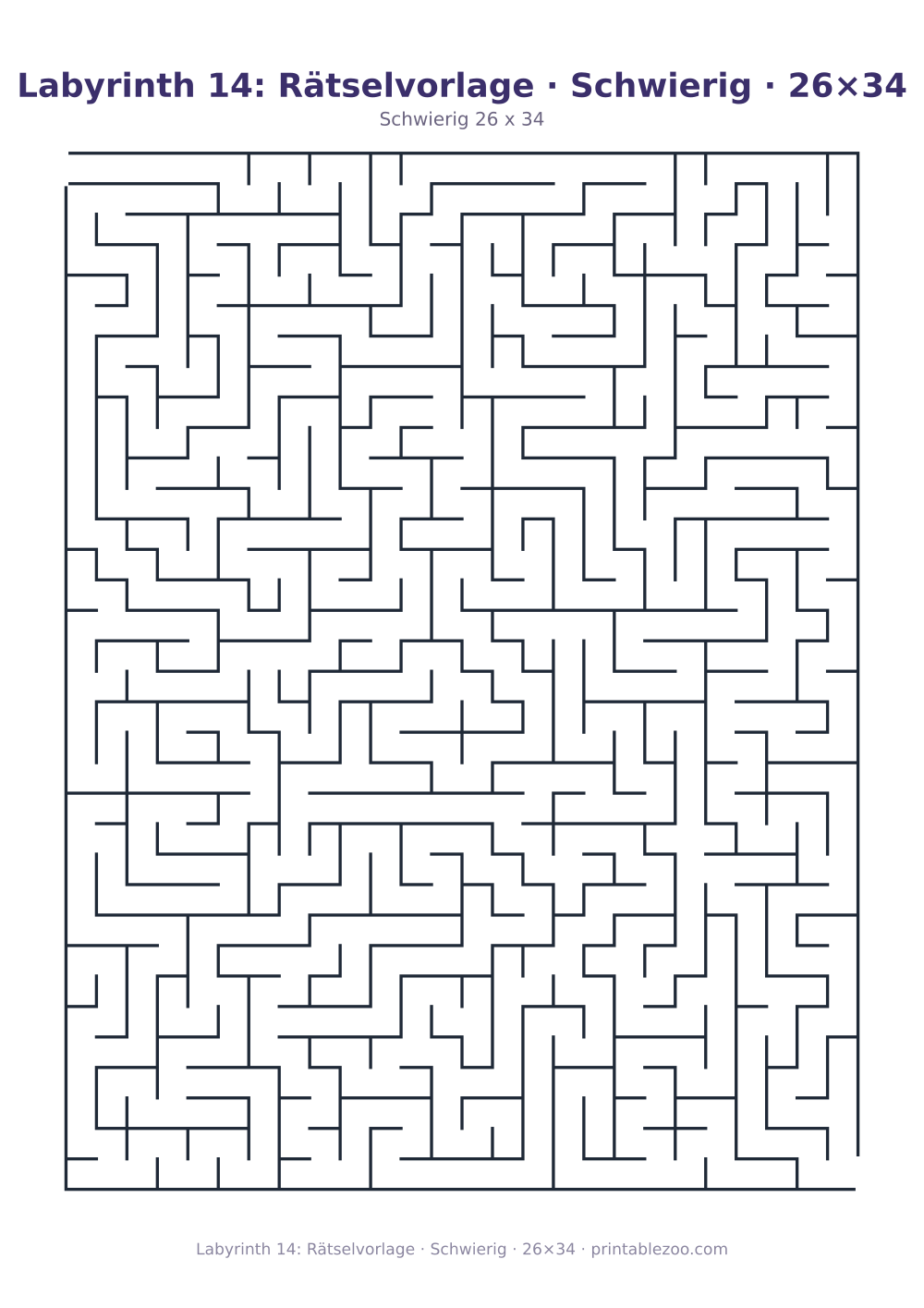 Labyrinth 14: Rätselvorlage · Schwierig · 26×34 als druckfertige Vorschau, Katalognummer 130118