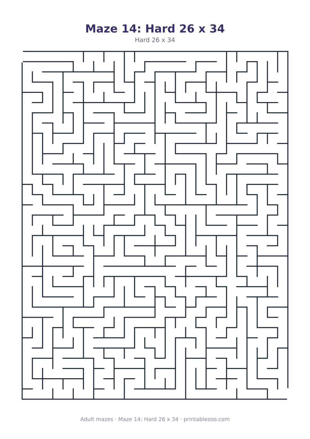 Maze 14: Hard 26 x 34