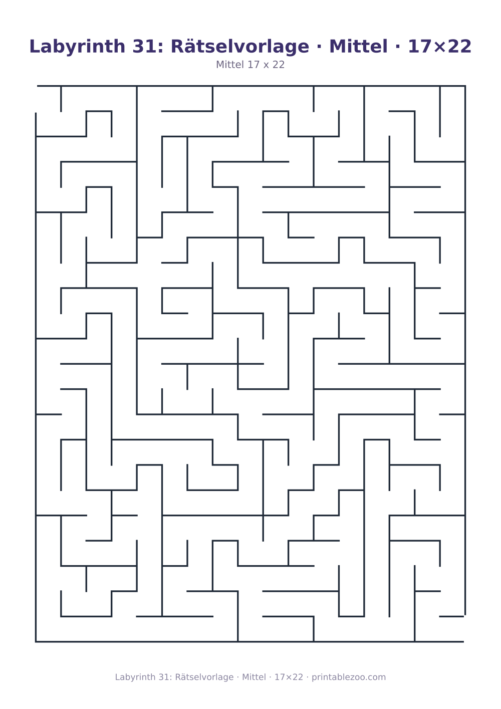 Labyrinth 31: Rätselvorlage · Mittel · 17×22 als druckfertige Vorschau, Katalognummer 162101 Rätsel Nr. 162101.