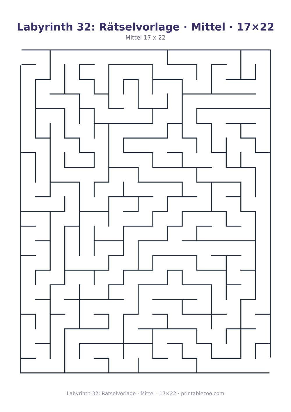 Labyrinth 32: Rätselvorlage · Mittel · 17×22 als druckfertige Vorschau, Katalognummer 162102 Rätsel Nr. 162102.