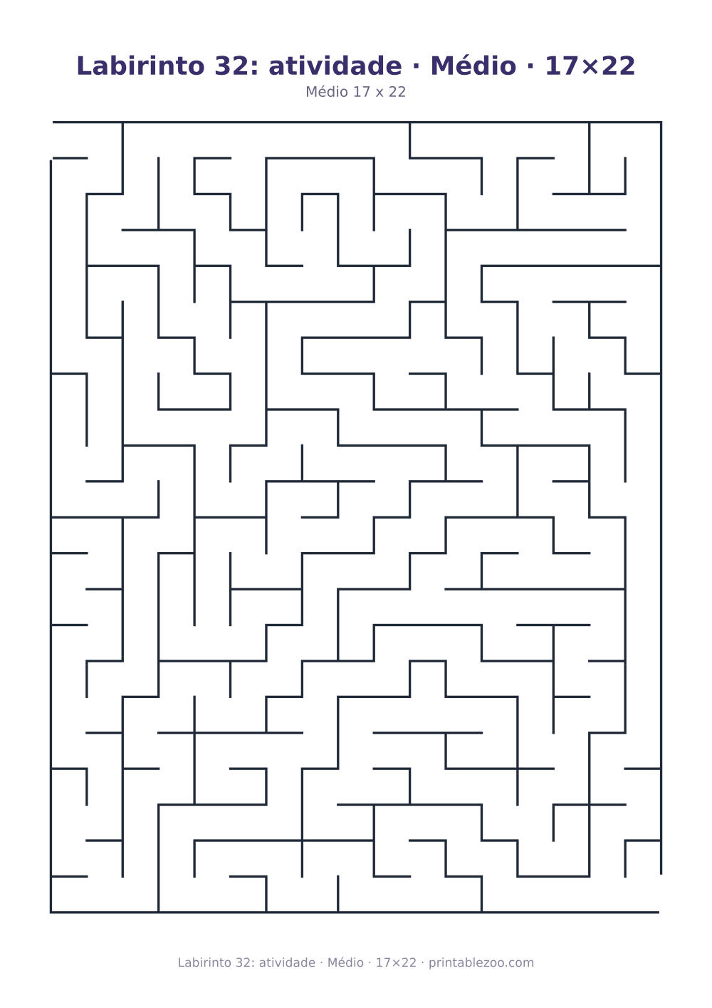 Prévia pronta para imprimir: Labirinto 32: atividade · Médio · 17×22, catálogo nº 162102 Passatempo nº 162102.