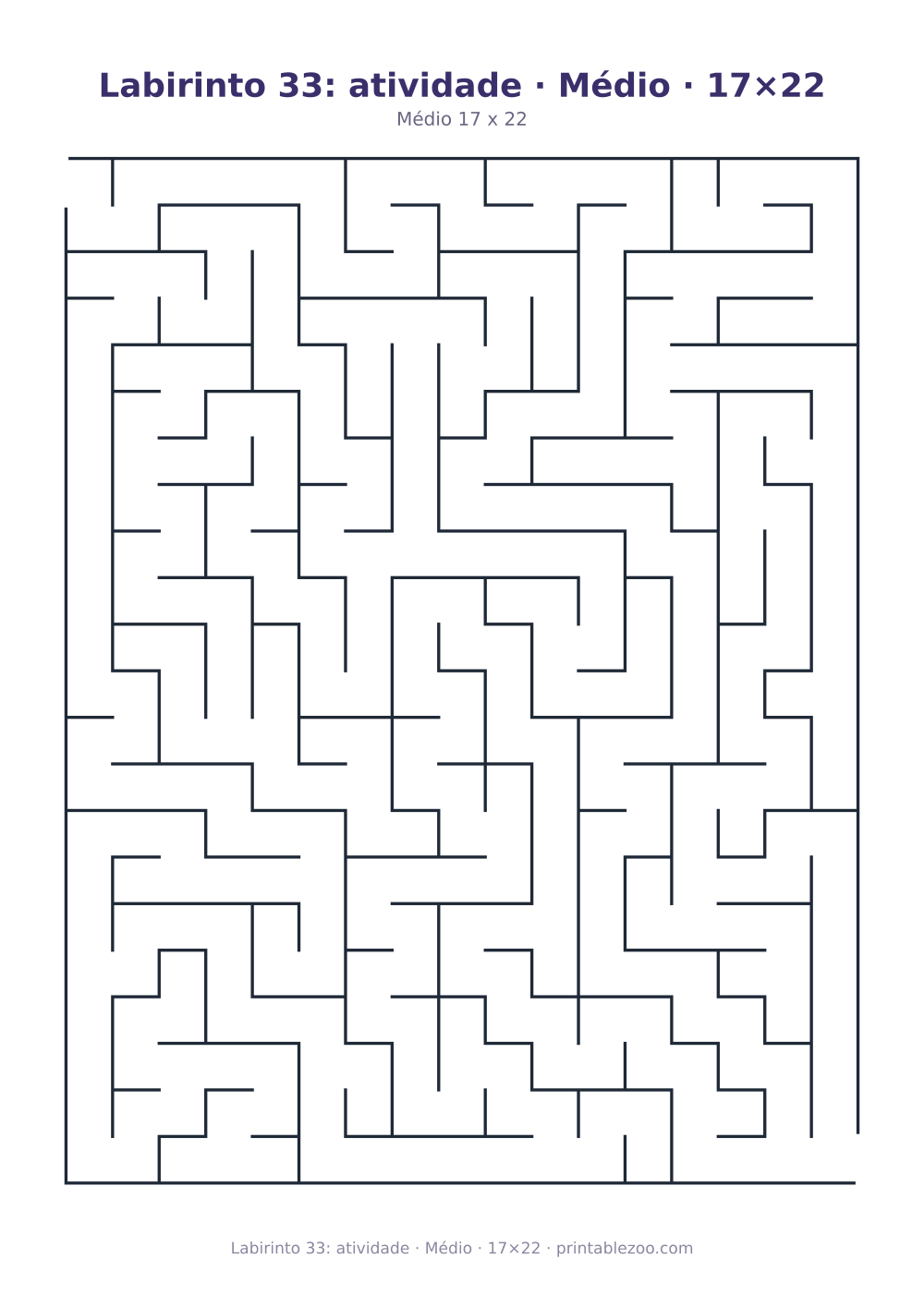 Prévia pronta para imprimir: Labirinto 33: atividade · Médio · 17×22, catálogo nº 162103 Passatempo nº 162103.