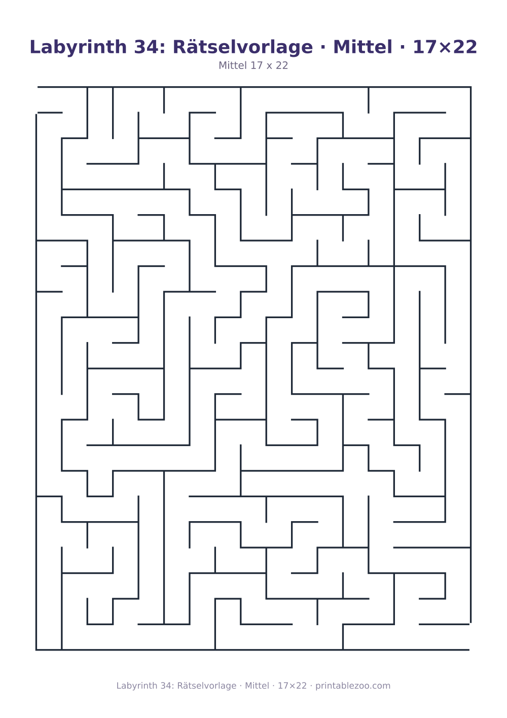 Labyrinth 34: Rätselvorlage · Mittel · 17×22 als druckfertige Vorschau, Katalognummer 162104 Rätsel Nr. 162104.