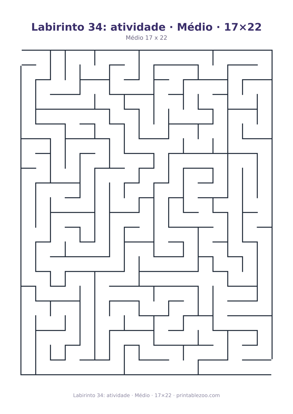 Prévia pronta para imprimir: Labirinto 34: atividade · Médio · 17×22, catálogo nº 162104 Passatempo nº 162104.