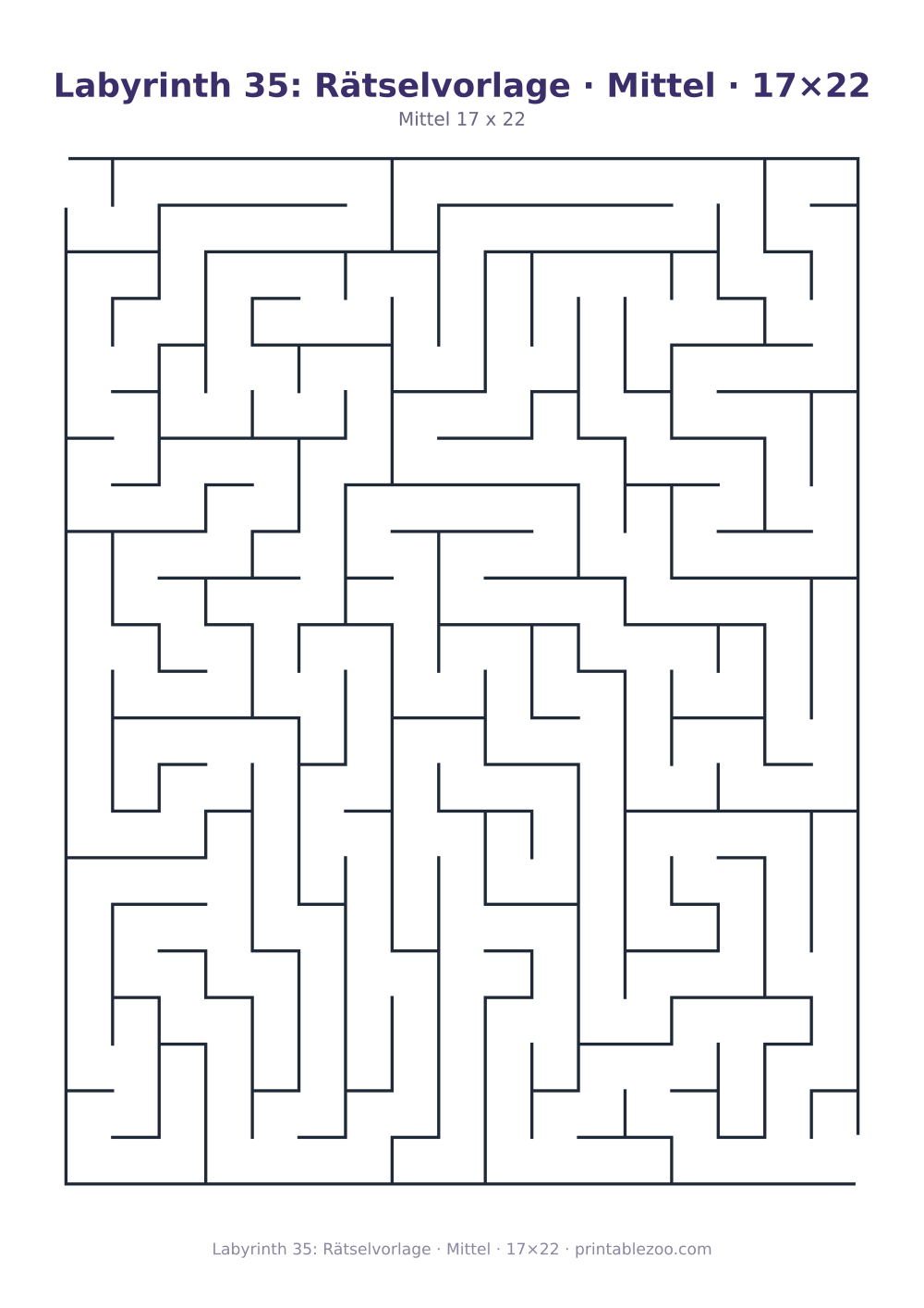 Labyrinth 35: Rätselvorlage · Mittel · 17×22 als druckfertige Vorschau, Katalognummer 162105 Rätsel Nr. 162105.