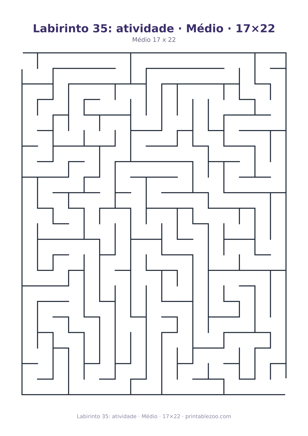 Prévia pronta para imprimir: Labirinto 35: atividade · Médio · 17×22, catálogo nº 162105 Passatempo nº 162105.