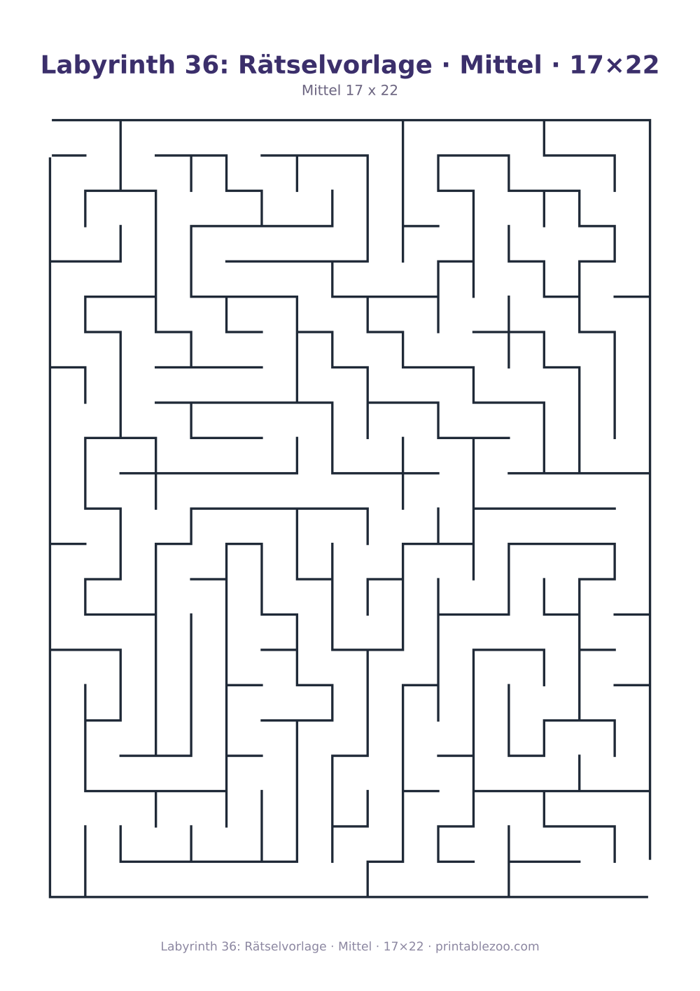 Labyrinth 36: Rätselvorlage · Mittel · 17×22 als druckfertige Vorschau, Katalognummer 162106 Rätsel Nr. 162106.