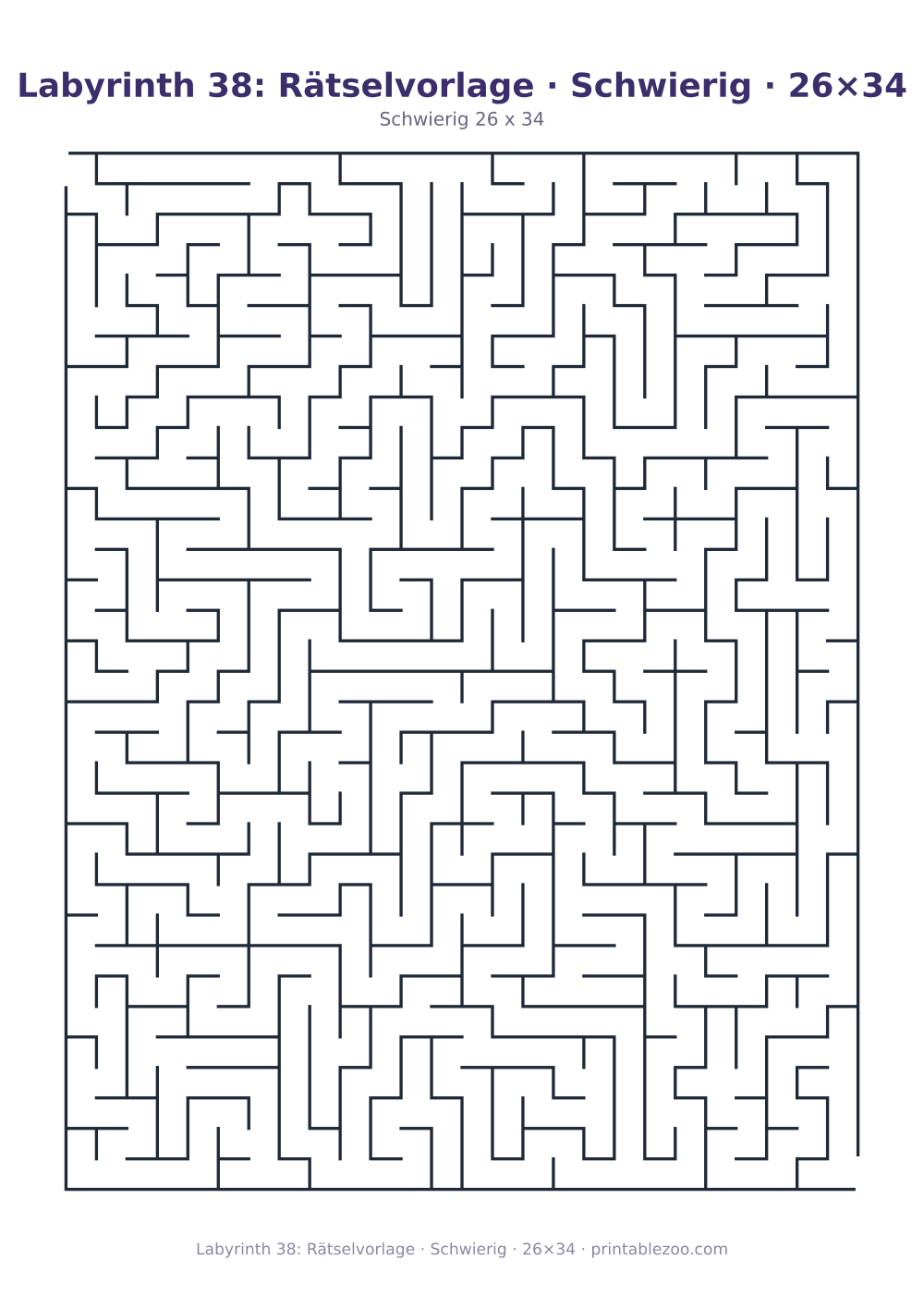 Labyrinth 38: Rätselvorlage · Schwierig · 26×34 als druckfertige Vorschau, Katalognummer 162112 Rätsel Nr. 162112.